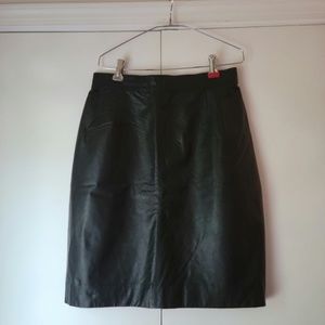 Vintage 1980s Black Leather Skirt